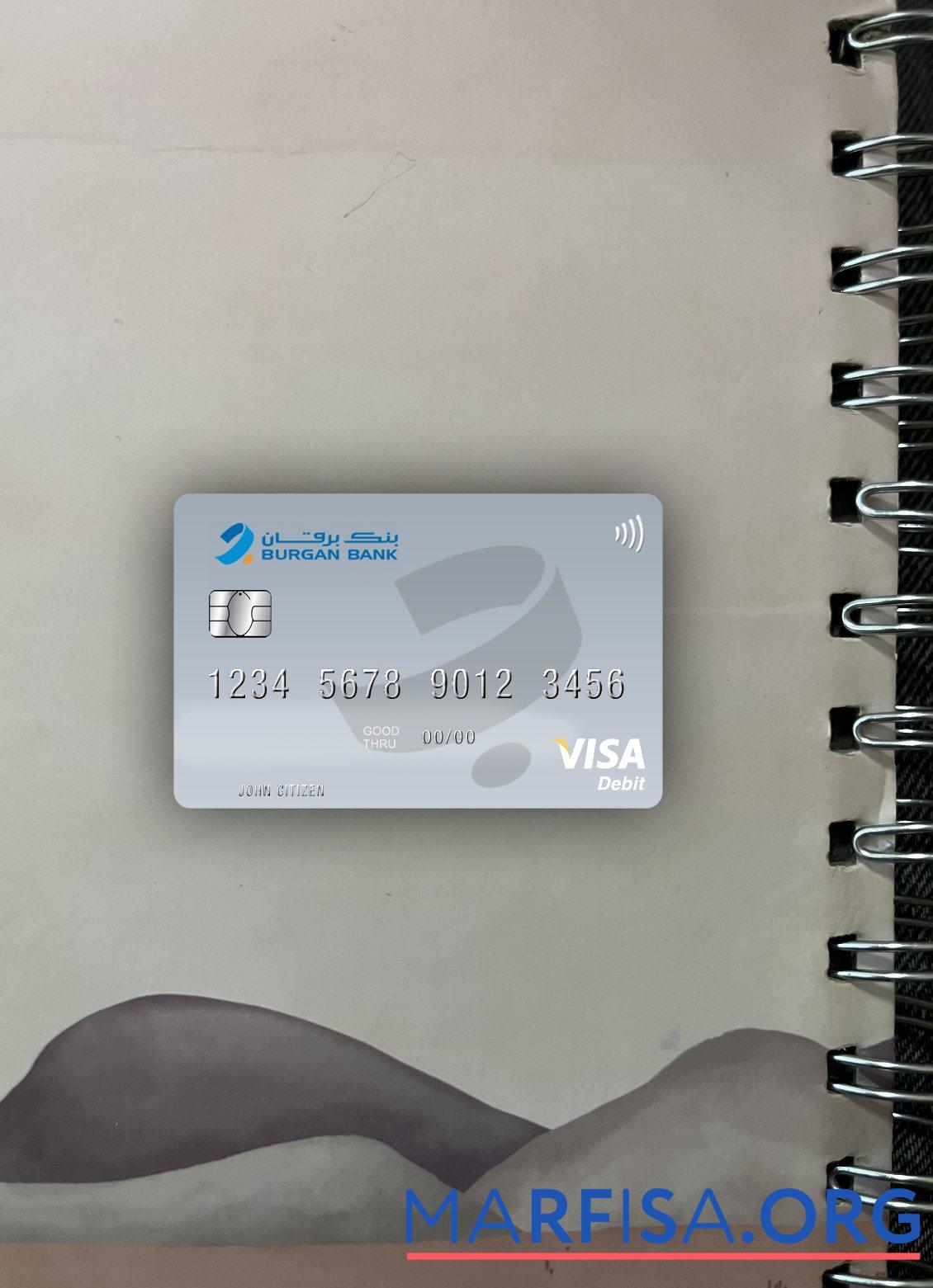 Realistic Kuwait Burgan Bank visa debit card photolook front example